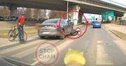 Potrącił motocyklistę w Katowicach. Szokujące nagranie