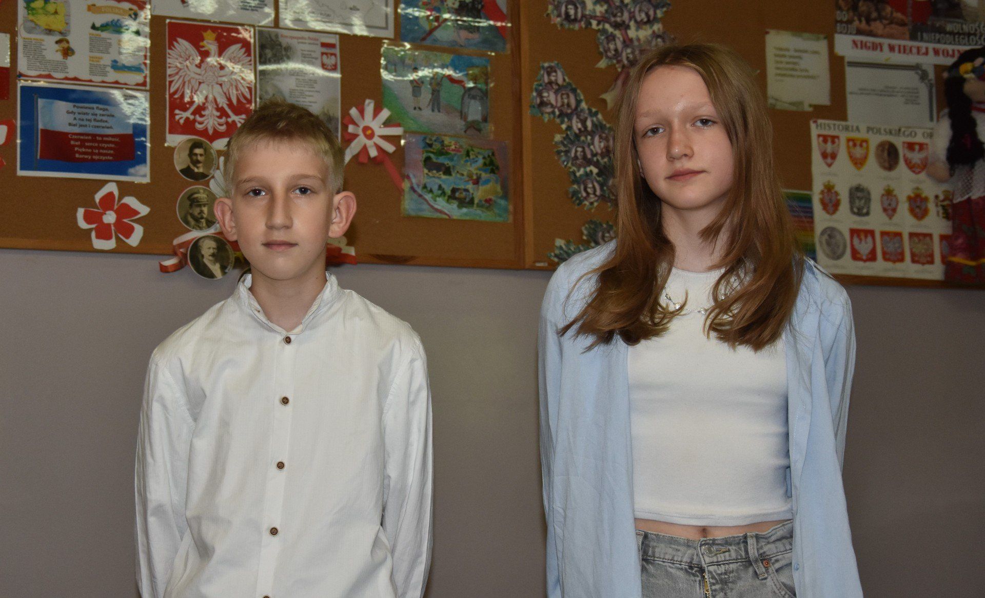 Michał Pawłowski i Lena Hodurek ze Szkoły Podstawowej nr 1 w Proszowicach
