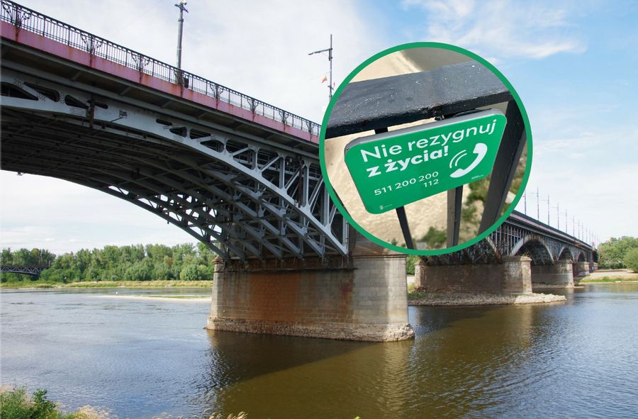 Suicide prevention signs installed on Poniatowski Bridge in Wars