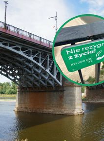 Suicide prevention signs installed on Poniatowski Bridge in Warsaw