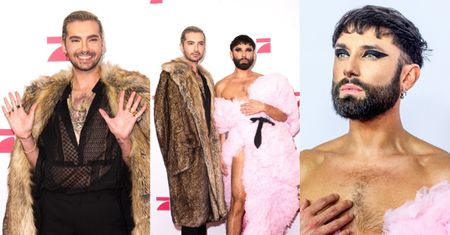 Conchita Wurst i Bill Kaulitz w efektownych stylizacjach wdzięczą się do zdjęć na premierze "Queens od Drags" (ZDJĘCIA)