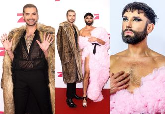 Conchita Wurst i Bill Kaulitz w efektownych stylizacjach wdzięczą się do zdjęć na premierze "Queens od Drags" (ZDJĘCIA)