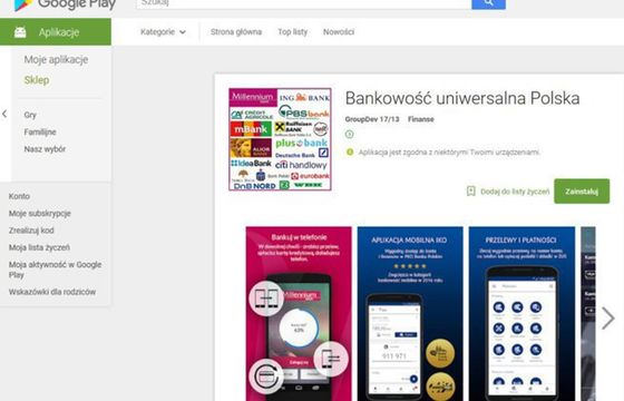 Aplikacja „Bankowość uniwersalna Polska” oszustwem, hakerzy mogli ukraść dane klientów 21 banków