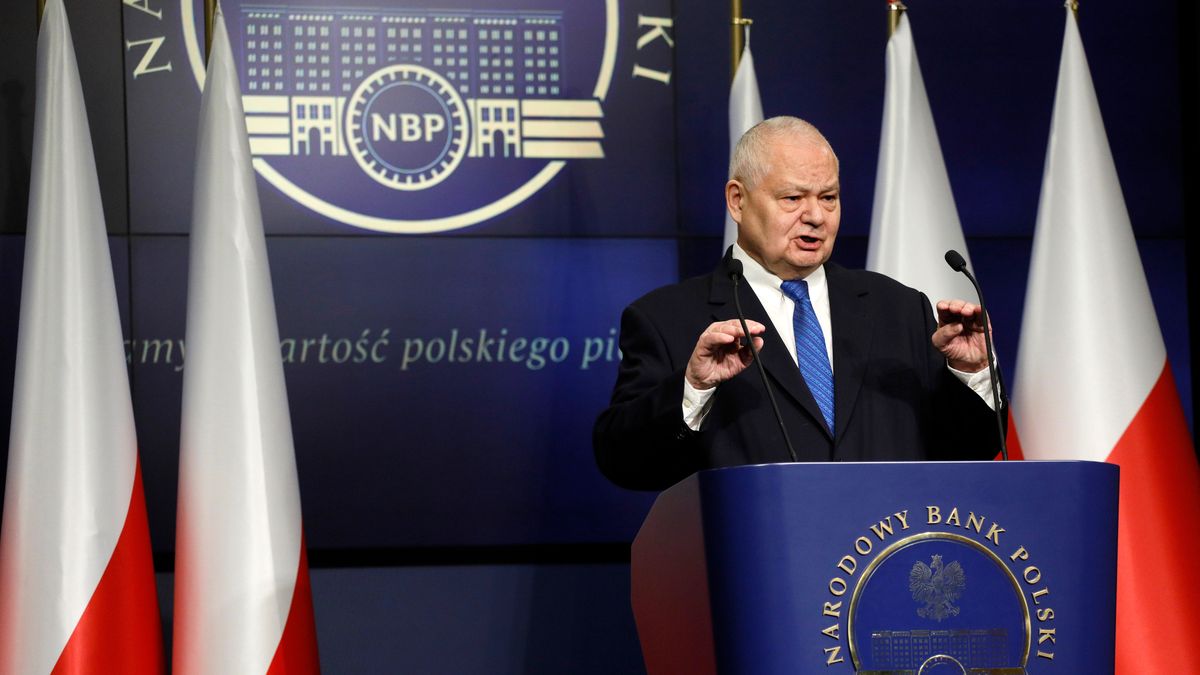 Adam Glapinski, governor of Poland's central bank, also known as Narodowy Bank Polski (NBP), speaks during a news conference in Warsaw, Poland, on Wednesday, Feb. 9, 2022. Poland increased borrowing costs for a fifth consecutive month to an almost nine-year high as pressure grows on the central bank to tame record inflation in eastern Europe's largest economy. Photographer: Piotr Malecki/Bloomberg via Getty Images
