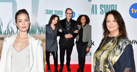 Anna Dymna, Paulina Gałązka, Artur Żmijewski z córką i jej partnerką pozują na premierze filmu "Sami swoi. Początek" (ZDJĘCIA)