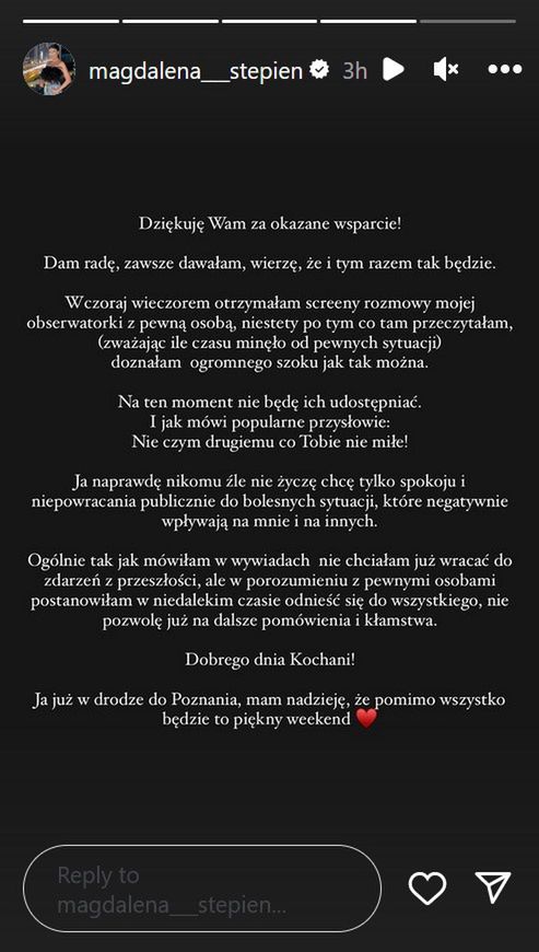 Magdalena Stępień zareagowała na wypowiedź Jakuba Rzeźniczaka