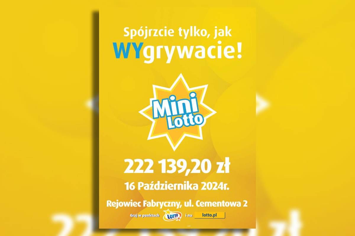 grafika Wygrana w Mini Lotto padła 16 października w Rejowcu Fabrycznym przy ul Cmentarnej 2