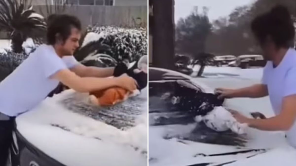 Odśnieżał dzieckiem samochód. Nie uniknie konsekwencji.