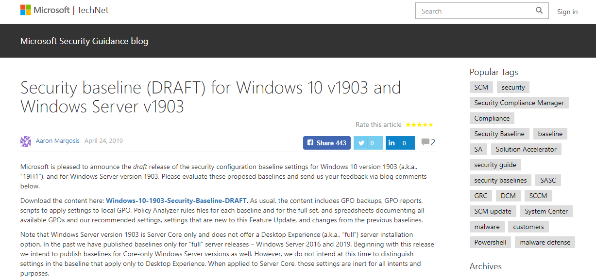 Dyskusja o nowych zaleceniach na łamach Microsoft Security Guidance blog, źródło: Microsoft.