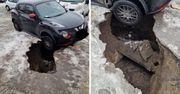 Urządzili sobie dziki parking. Auto prawie wpadło pod ziemię