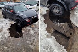 Urządzili sobie dziki parking. Auto prawie wpadło pod ziemię