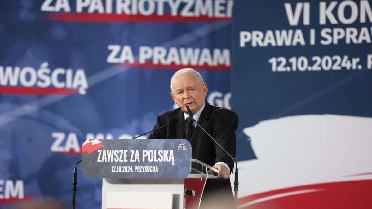 Jarosław Kaczyński podczas kongresu PiS