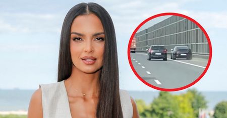Auto Klaudii El Dursi mknęło poboczem autostrady. Policjant: "bezmózgowiec"