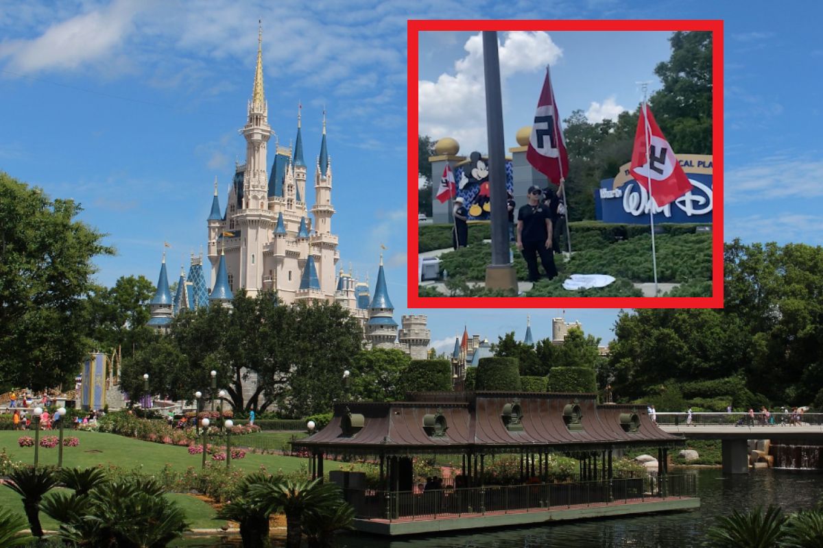 Szokujące sceny przy Walt Disney World. Przed bramą powiewały nazistowskie flagi