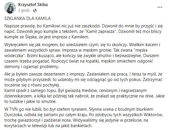 Wpis Krzysztofa Skiby o Kamilu Durczoku
