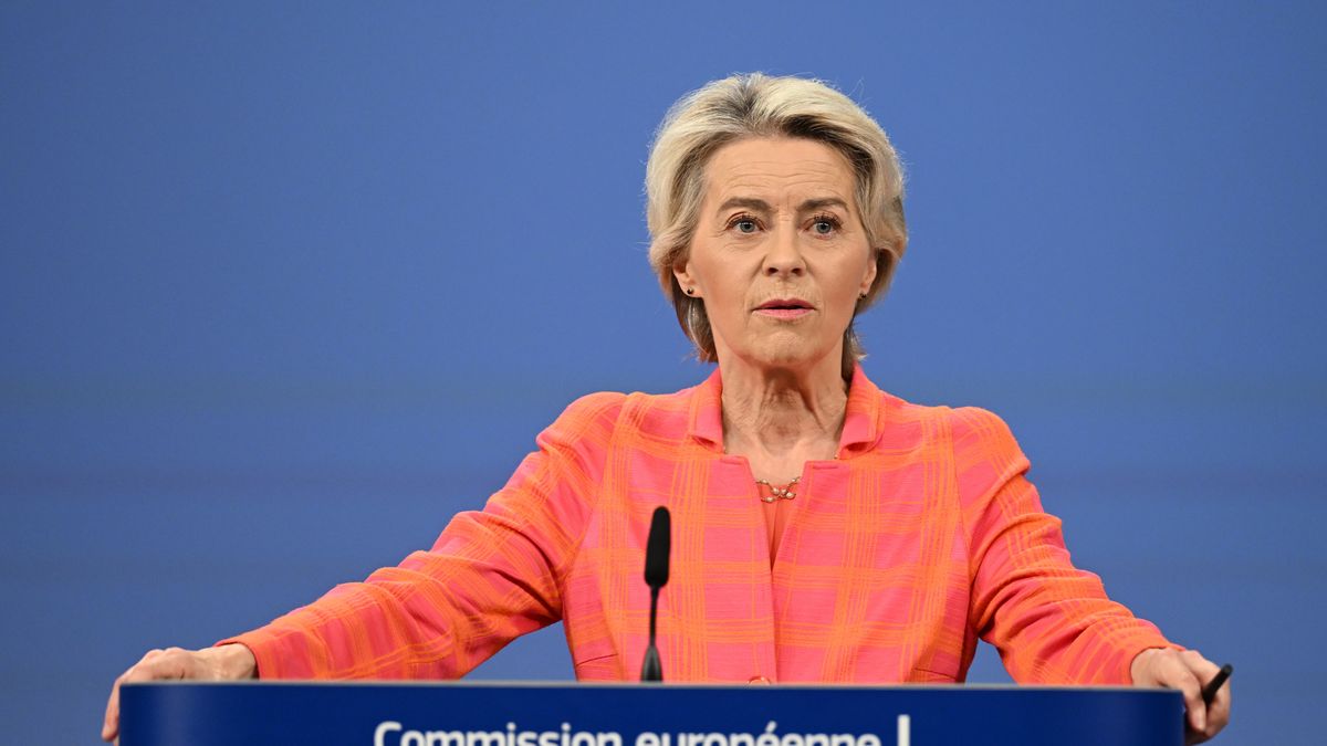 BRUSSELS, BELGIUM - SEPTEMBER 19: European Commission President Ursula von der Leyen and International Energy Agency's (IEA) Executive Director Fatih Birol (not seen) hold a joint press conference on the issue of energy security in Ukraine during the winter period at EU headquarters in Brussels, Belgium on September 19, 2024. (Photo by Dursun Aydemir/Anadolu via Getty Images)