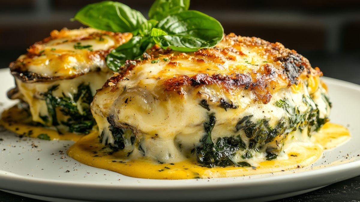 Ryba zapiekana pod pieczarkami i żółtym serem