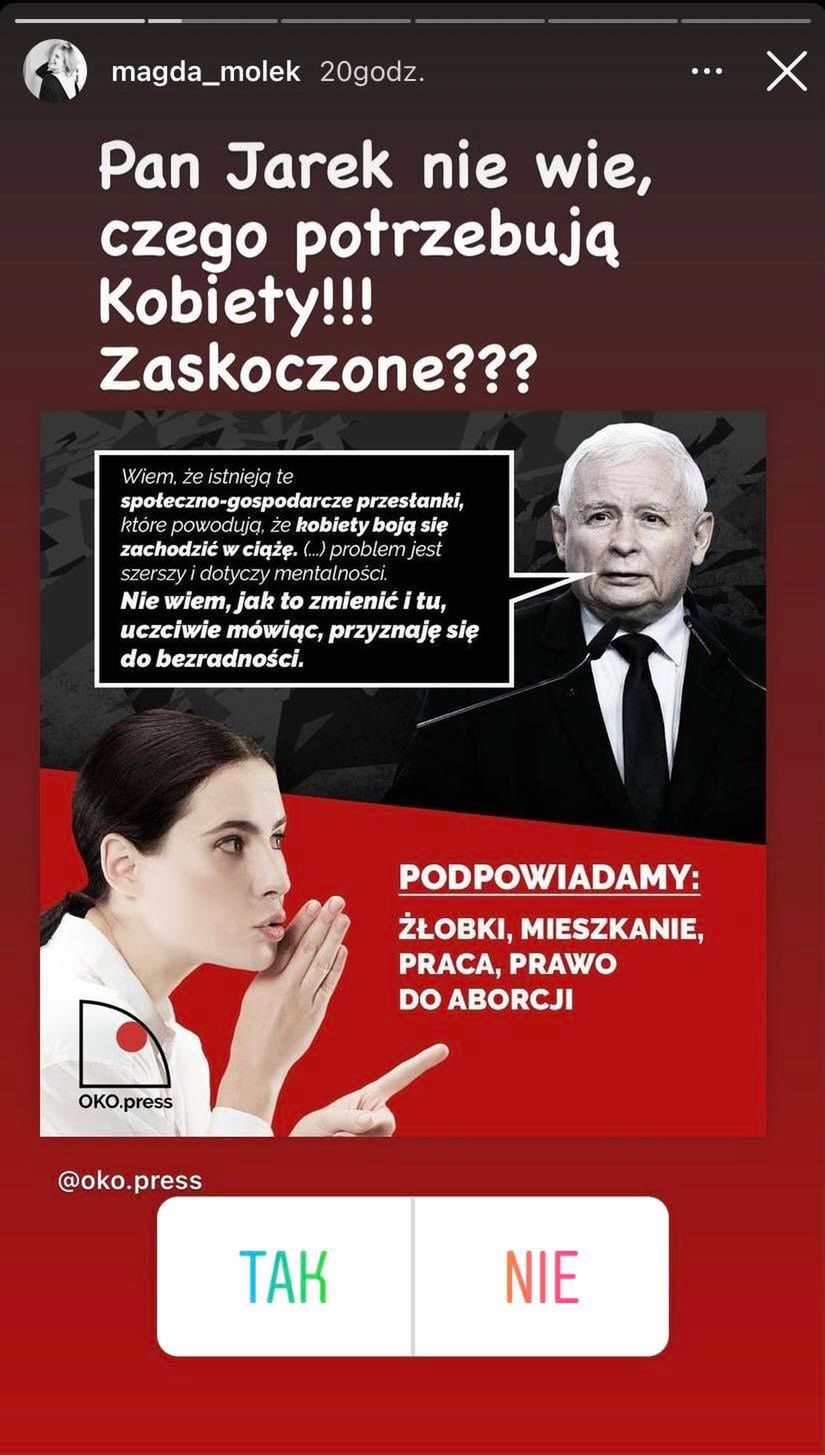 Magda Mołek zareagowała na wypowiedź Jarosława Kaczyńskiego