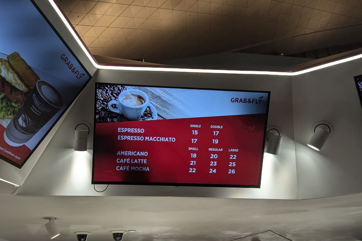 Prices of coffee at the airport in Qatar