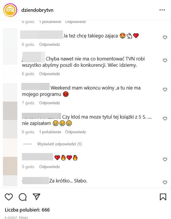 Negatywne komentarze na profilu "Dzień Dobry TVN"