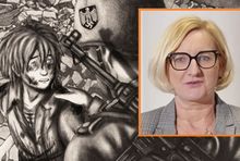 Kadr z filmu "Wśród sąsiadów" i szefowa KRRiT Agnieszka Glapiak