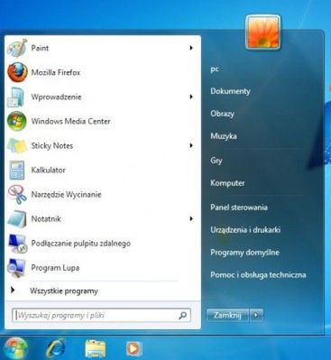 oryginalne menu windows 7