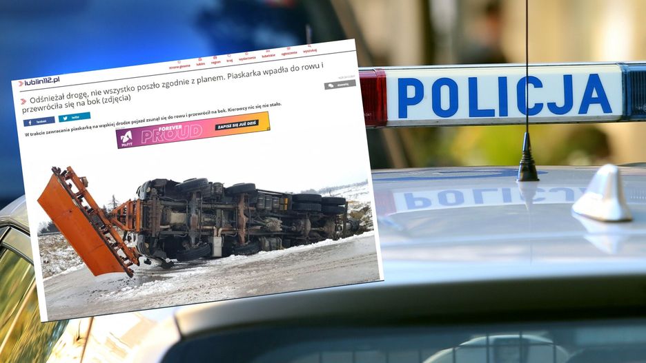 Wypadek piaskarki pod Konopnicą na zachodnich przedmieściach Lublina (Fot. Lublin112.pl/Fot. Damian Klamka/East News)