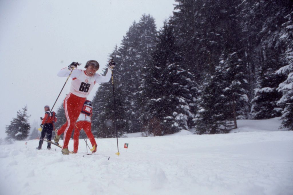 Józef Łuszczek podczas zawodów w 1984 roku w Sarajewie