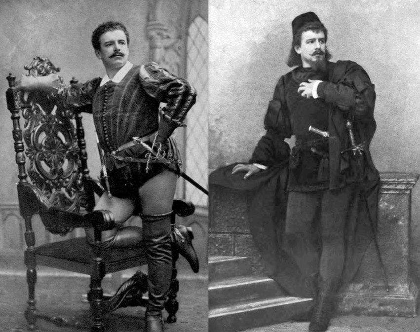 Jan Reszke jako Raul w „Hugenotach” © Aimé Dupont | Romeo w „Romeo i Julii” Gounoda w Operze Paryskiej w 1889 © Benque et Cie, domena publiczna, Wikimedia Commons