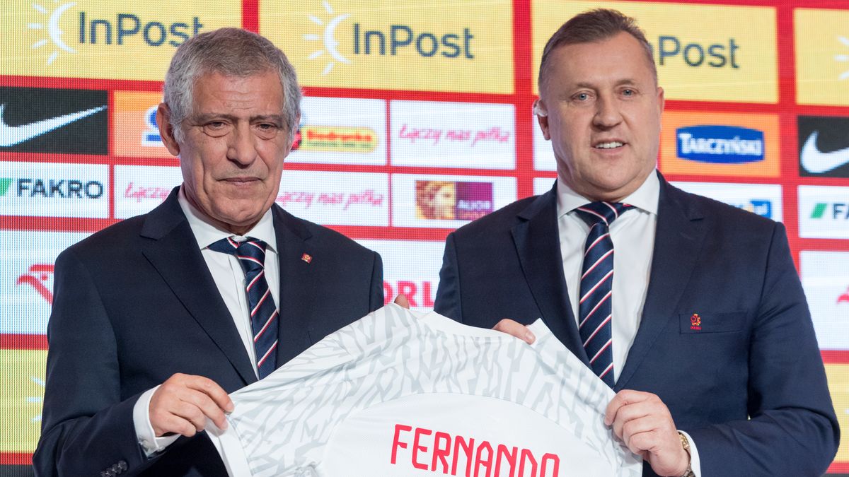 Fernando Santos, Cezary Kulesza during presentation of new head coach of polish football national team in Warsaw, Poland on January 24, 2023. (Photo by Foto Olimpik/NurPhoto via Getty Images)