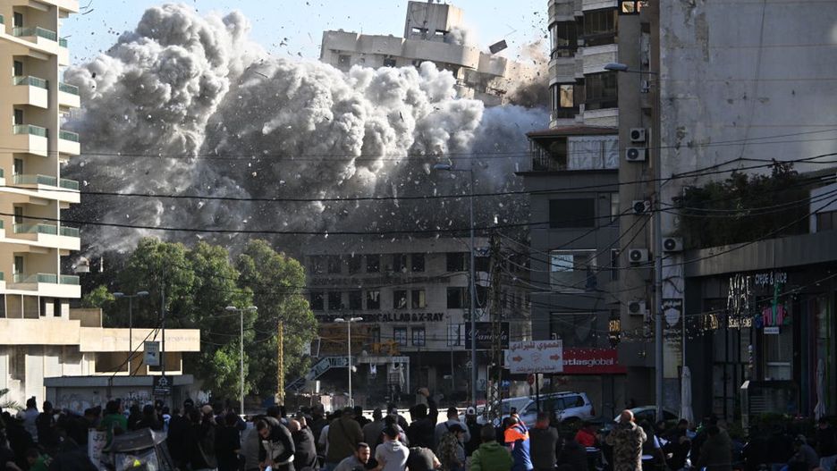 Building collapsed following an explosion in Beirut
BEIRUT, LEBANON - NOVEMBER 22: A building targeted as a result of the explosion, collapses in Beirut, the capital of Lebanon, on November 22, 2024. (Photo by Houssam Shbaro/Anadolu via Getty Images)
Anadolu
explosion, destroyed, clash, collapsed, explode, collapse, attack, building