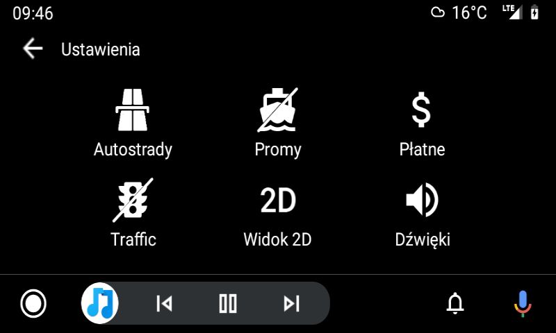 Menu AutoMapy w Android Auto