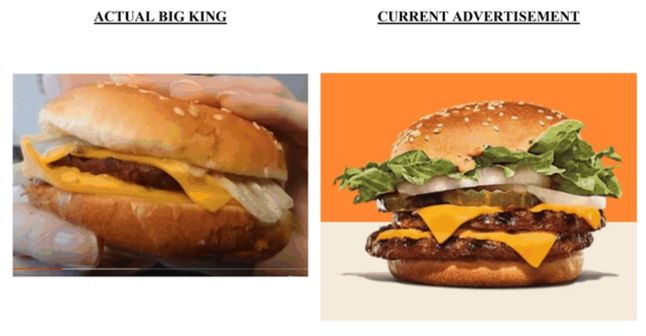 Po lewej prawdziwy Big King, po prawej reklama.