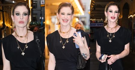 Chuda jak przecinek Kelly Osbourne w czerni od stóp do głów i mocnym makijażu posyła uśmiechy fotoreporterom (ZDJĘCIA)