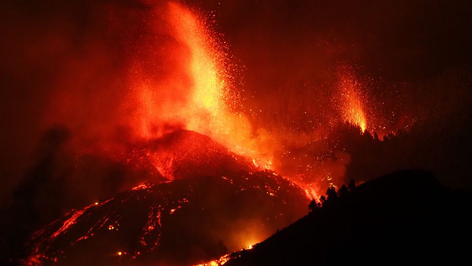The Cumbre Vieja volcano in La Palma, one of Spain's Canary Islands erupted on Sunday, on September 19, 2021. (Photo by AcfiPress/NurPhoto via Getty Images)