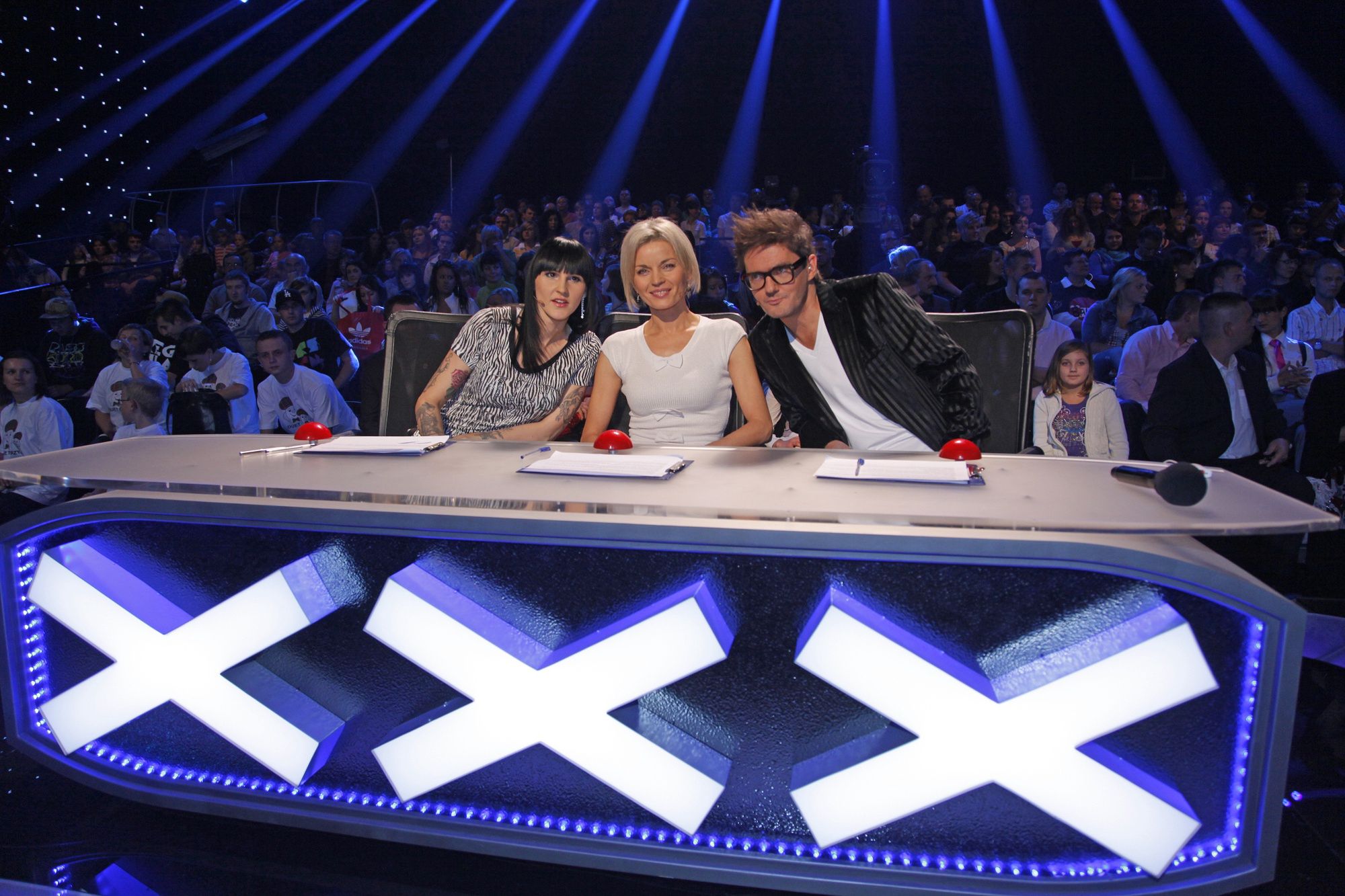 Kuba Wojewódzki, Agnieszka Chylińska i Małgorzata Foremniak na planie "Mam talent"
