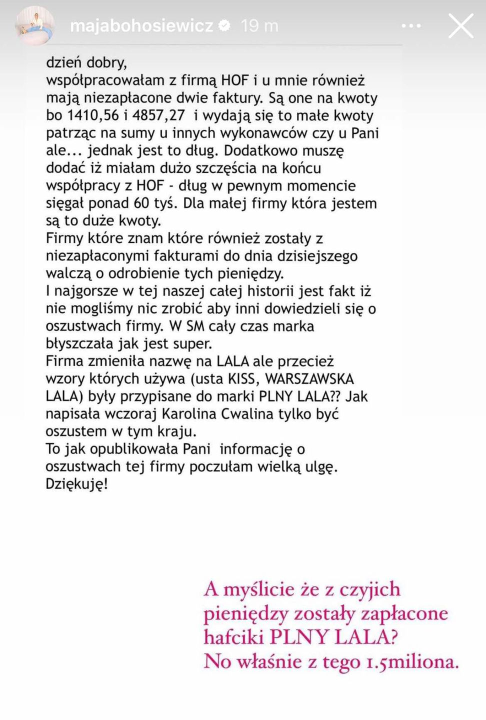Maja Bohosiewicz ujawniła wiadomości od rzekomo oszukanych osób