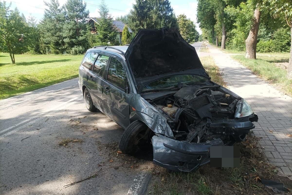 Rozbity ford o drzewo