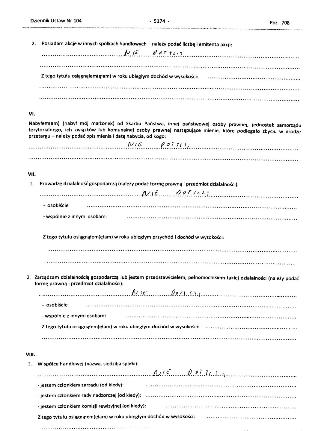Oświadczenie majątkowe Adama Bielana