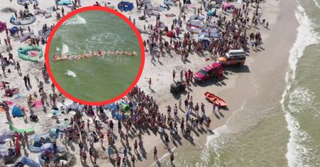 Plaża nagle zamarła. W Łebie utworzyli łańcuch życia