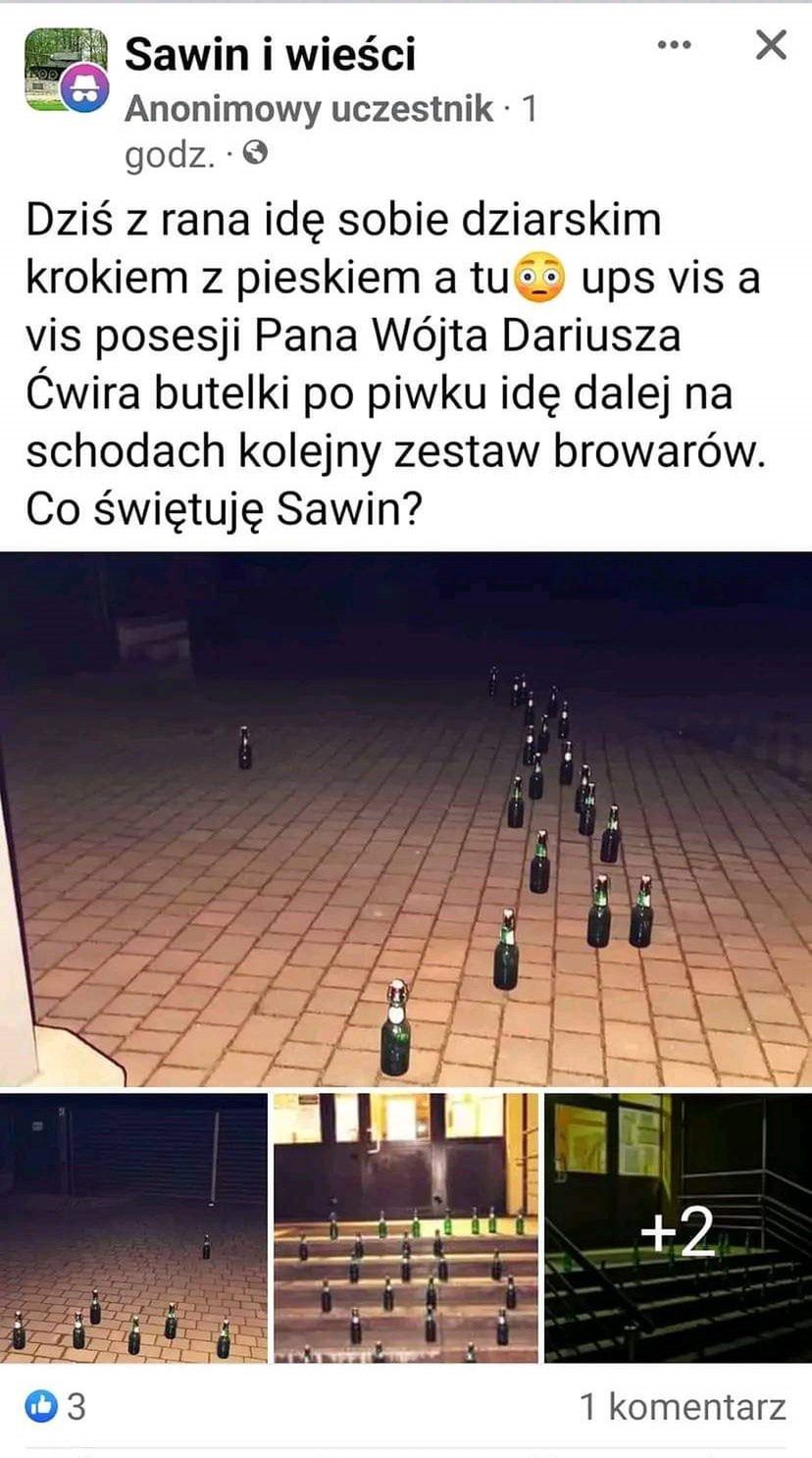 Butelki pod domem wójta. Zrzut ekranu / Fot. Sawin i wieści