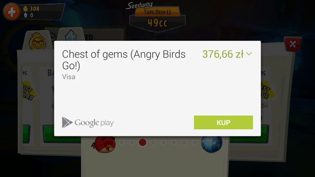 MIKROpłatności w Angry Birds Go!