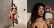 Kim Kardashian zachwyca wytrenowaną sylwetką, prężąc się na tarasie w czarnym bikini (ZDJĘCIA)