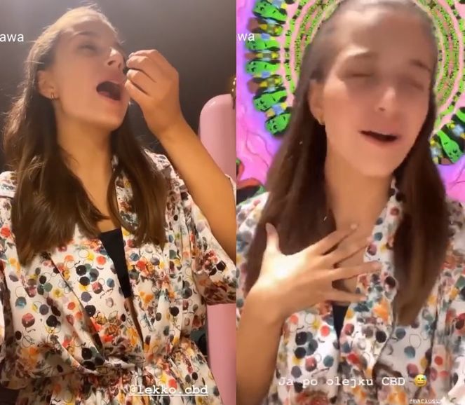 Julia Wieniawa aplikuje olejek CBD na sen