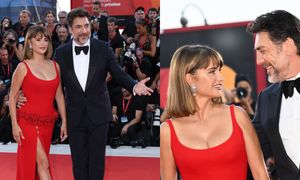 Wydekoltowana Penelope Cruz GRA NOGĄ w ognistej czerwieni u boku eleganckiego Javiera Bardema. Para jak żurnala? (ZDJĘCIA)