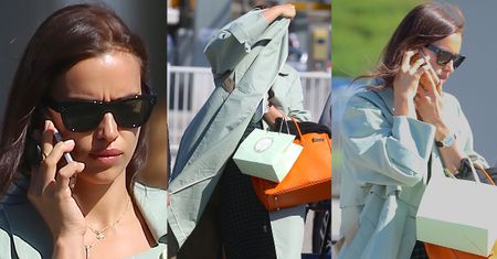 Wściekła Irina Shayk chowa się pod miętowym płaszczem