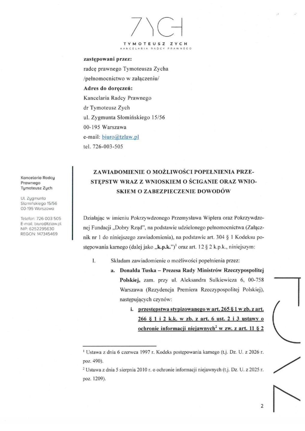 Pisma Wiplera do sądu