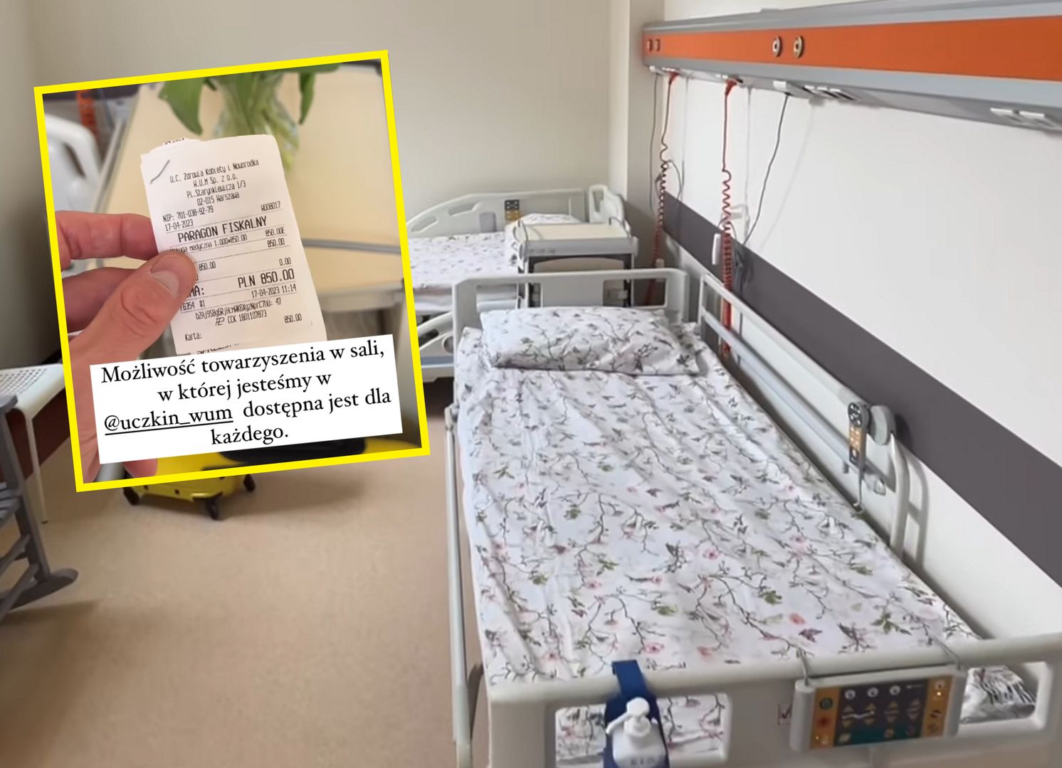 Paragon za prywatny pokój w szpitalu w Warszawie. Pracuje tam Mama Ginekolog