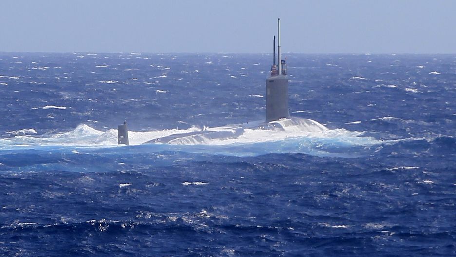 epa09791693 US Navy nuclear submarine USS Minnesota during a training and interoperability exercise of the Colombian and US navies, in the Caribbean Sea, Colombia, 27 February 2022 (Issued 28 February 2022).  EPA/RICARDO MALDONADO ROZO Dostawca: PAP/EPA.