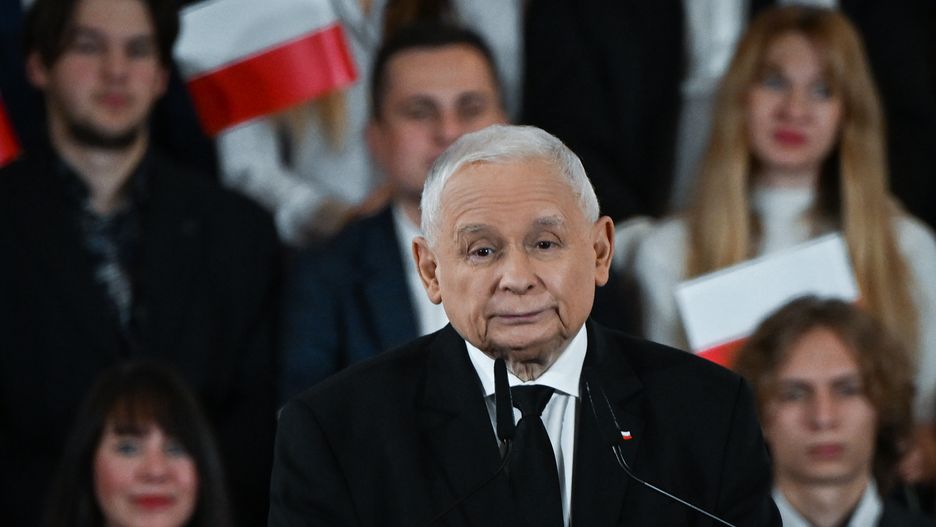 KRAKOW, POLAND - NOVEMBER 24:
Jaroslaw Kaczynski (Center), leader of the opposition Law and Justice party, addresses the crowd during the nomination of Karol Nawrocki as the party's candidate for the 2025 presidential election, on November 24, 2024, in Krakow, Poland.
The announcement came one day after the governing Civic Platform party nominated Rafal Trzaskowski as its candidate in the primaries. (Photo by Artur Widak/NurPhoto via Getty Images)